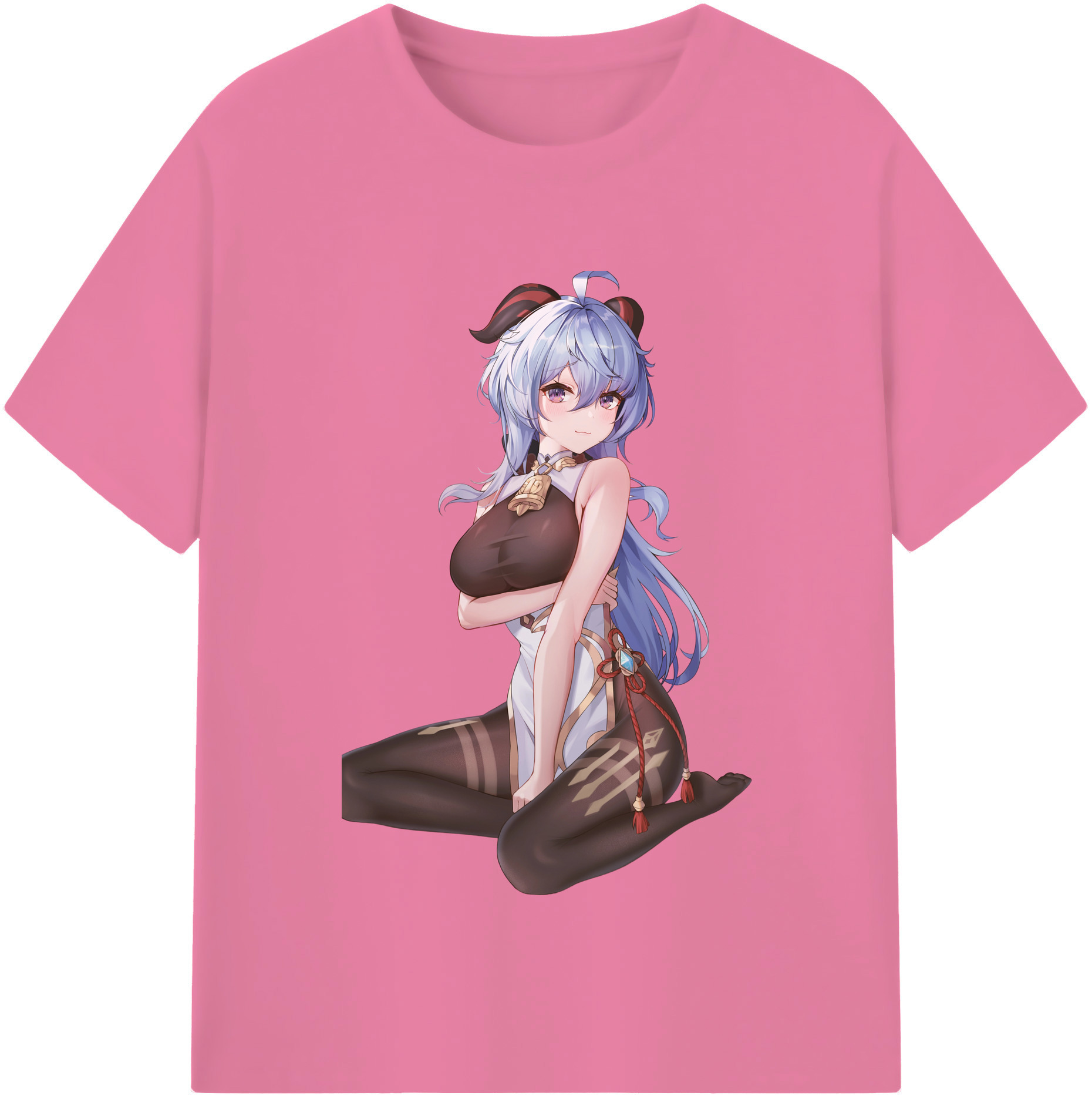 げんし神 甘雨 かんう genshin Ganyu 綿100％半袖Tシャツ（フロントプリント）